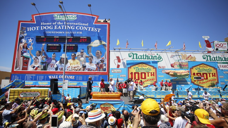 setting of Nathan's Hot Dog Eating contest 