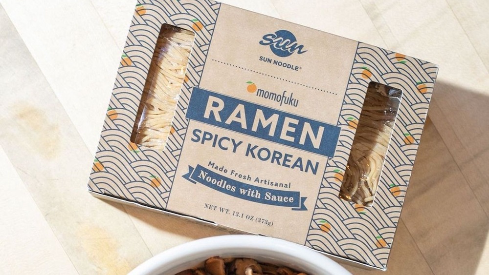 Package of  Momofuku Spicy Korean noodles