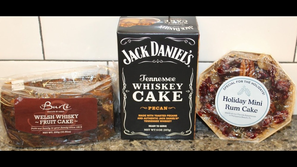 Tami Dunn reviews Burts Welsh Whisky Fruit Cake, Jack Daniel's Tennessee Whiskey Pecan Cake, and Whole Foods Rum Cake