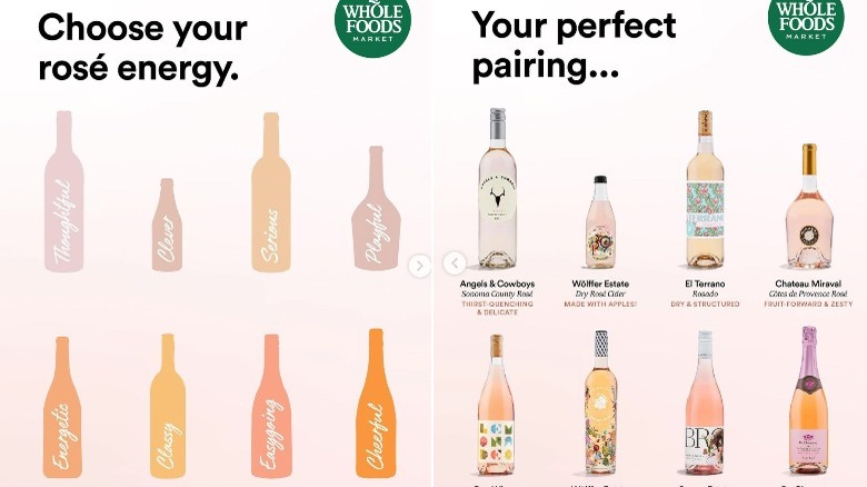 Instagram post from Whole Foods to pick rosé