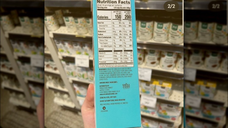 Side of the box with nutrition information