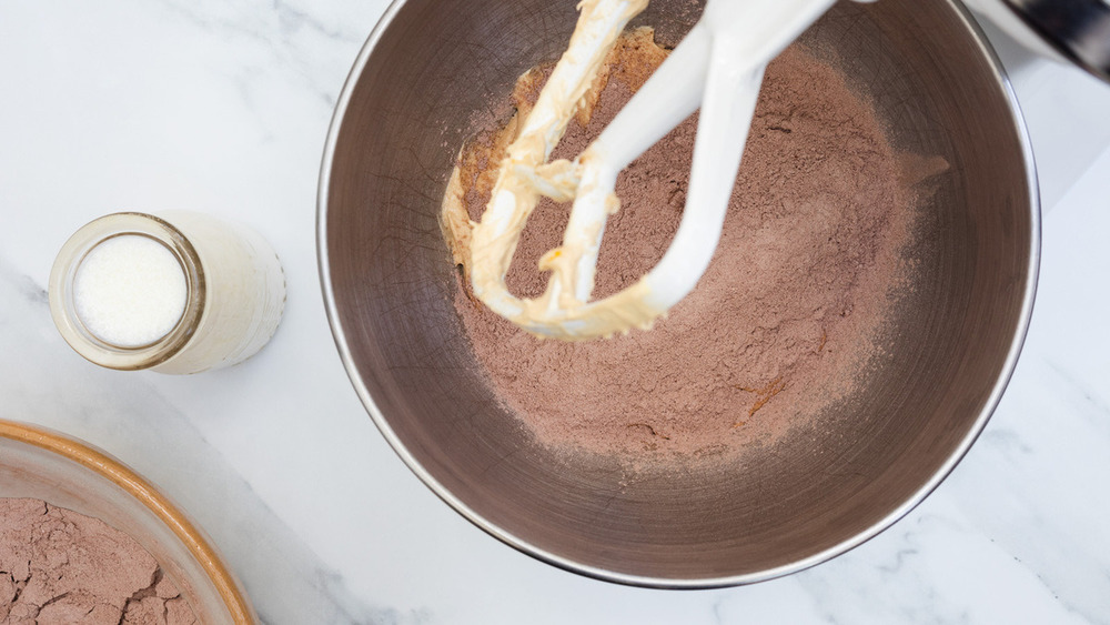 Dutch-process cocoa in a mixing bowl