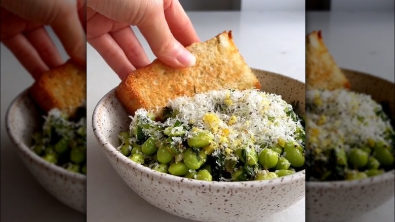 Edamame toast on TikTok