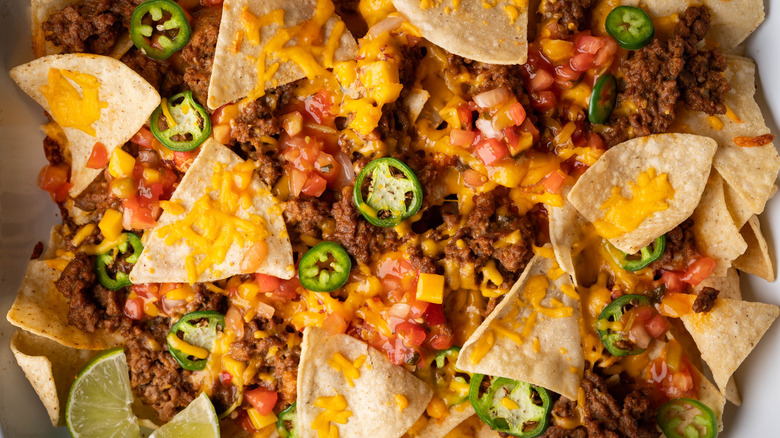 Plate of beef nachos