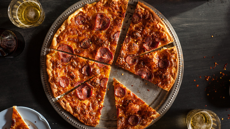 Pizza with cupped pepperoni