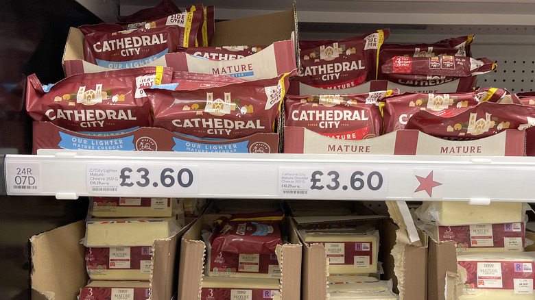 Tesco blocks of cheese at the store