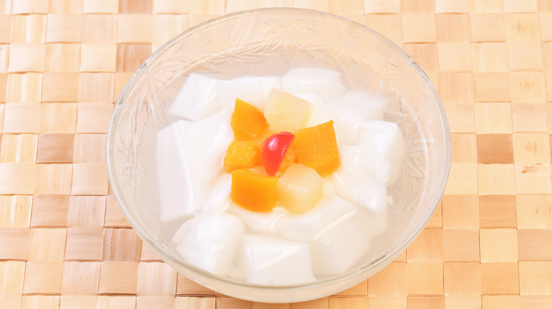 Almond tofu with fresh fruit