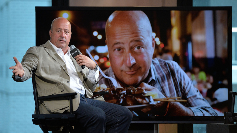 Andrew Zimmern discussing bizarre foods