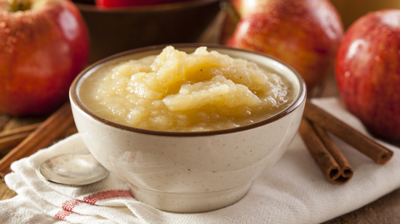 Homemade applesauce in bowl