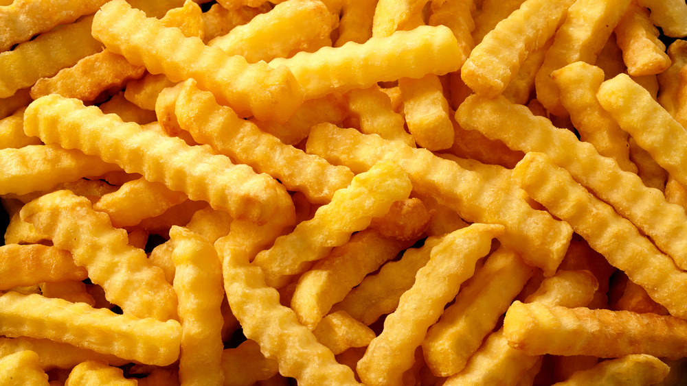 Crinkle-cut french fries close up