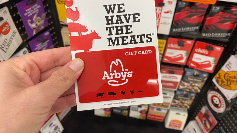 Arby's gift card reads 'We Have The Meats'