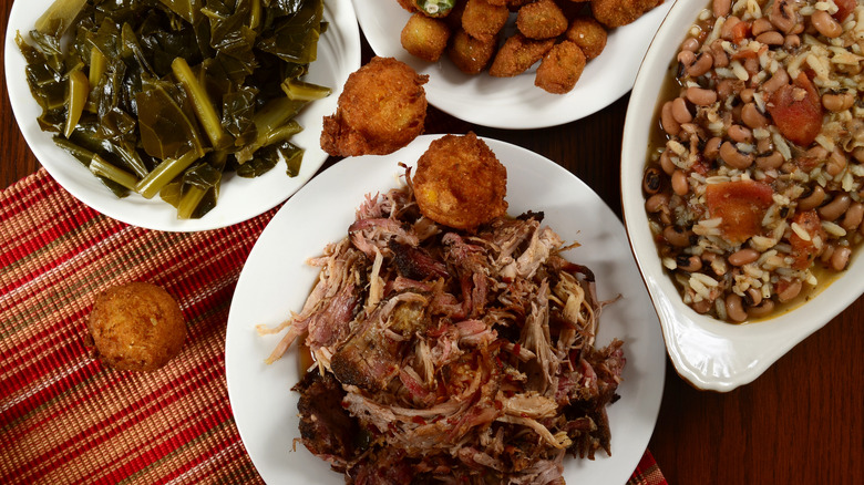 Southern soul food table spread