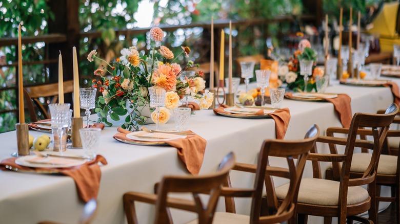 table set for wedding dinner