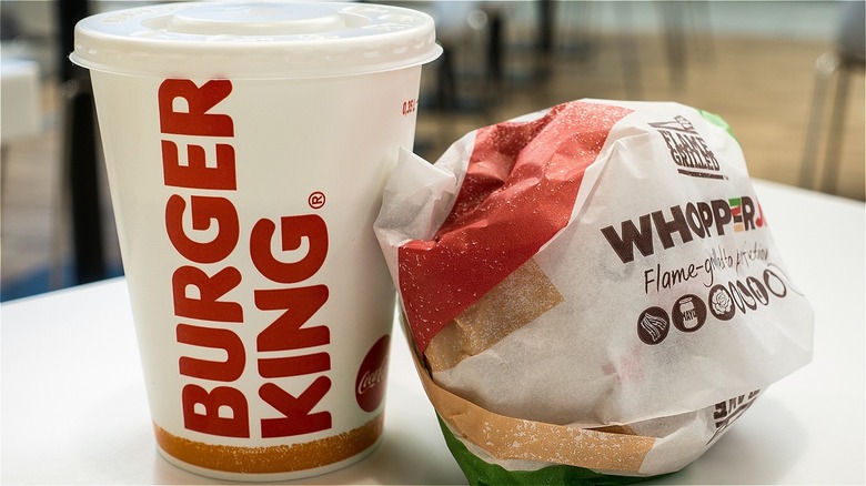 Burger King drink and Whopper Jr.