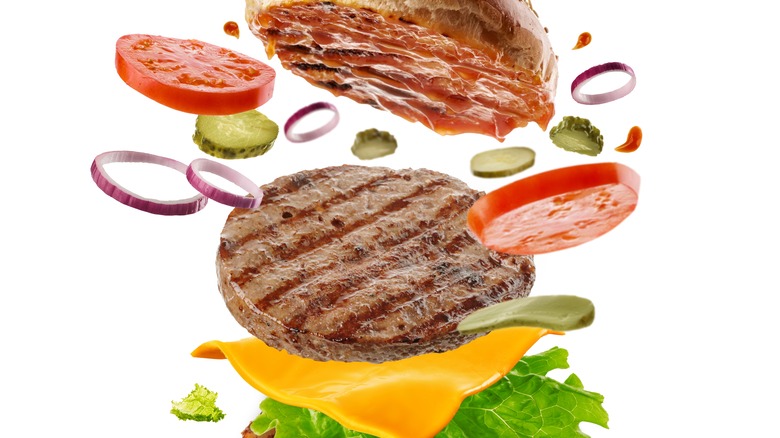 Hamburger and toppings deconstructed