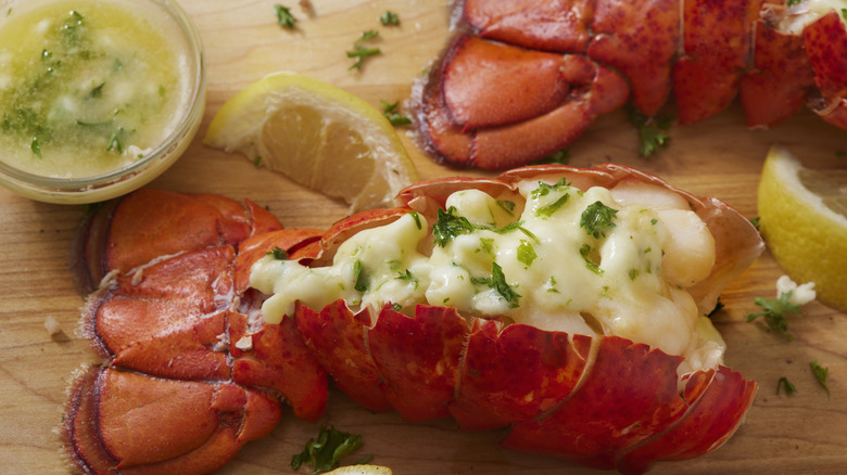 Butter sauce with lobster tail 