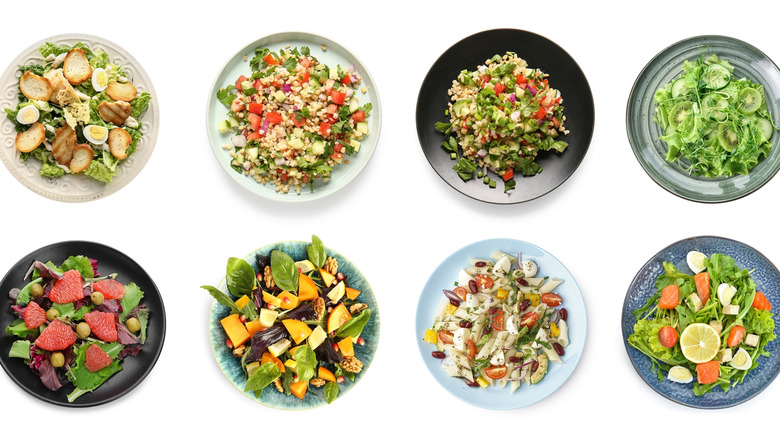 Different plates of salad