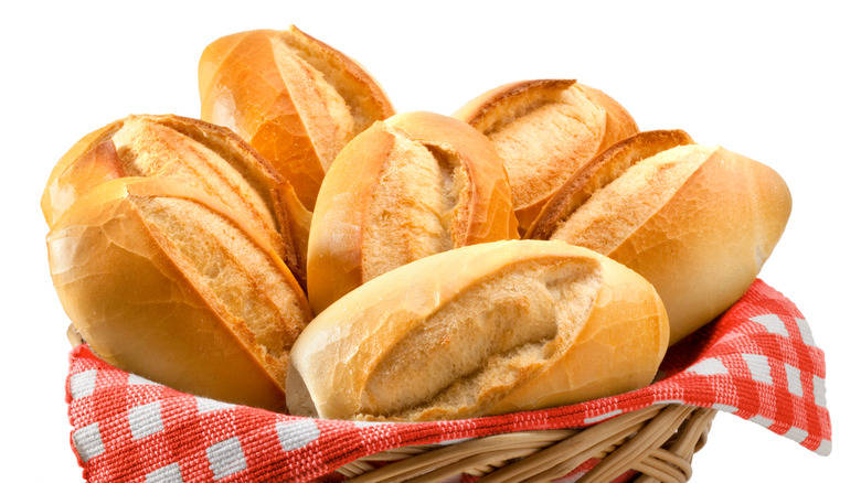 Basket of bread rolls