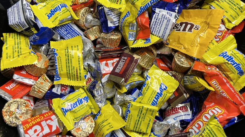 Bowl filled with miniature candies