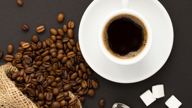 coffee and sugar cubes