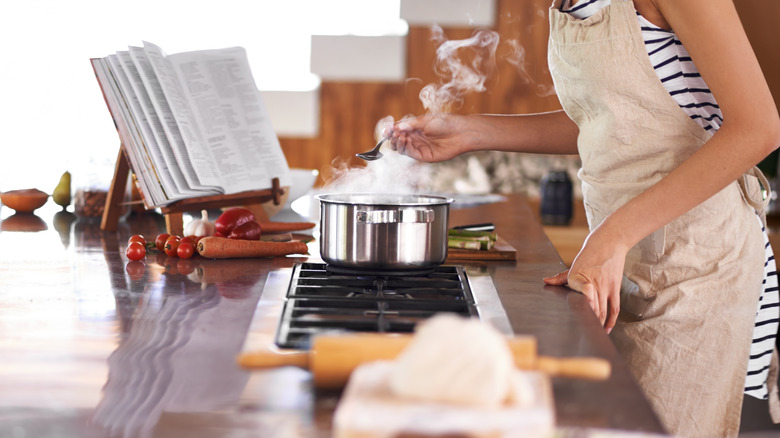 cooking with cookbook instructions