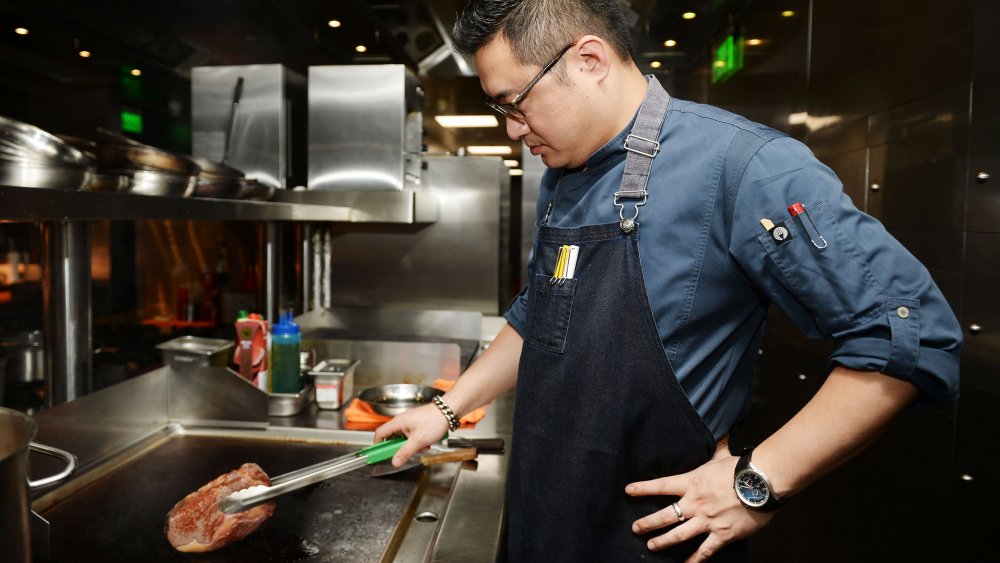 Chef cooking steak