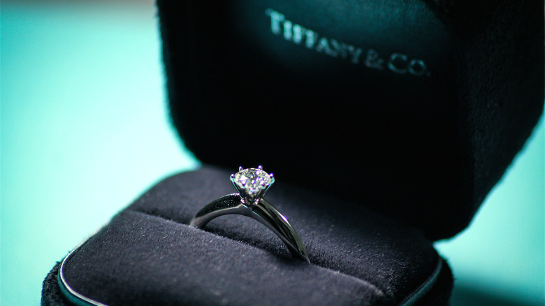 Tiffany engagement ring in a box