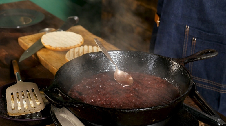 Cranberry sauce in pan