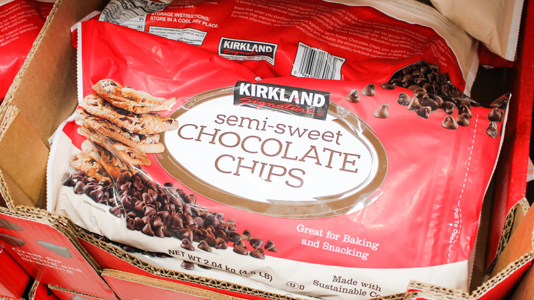 Bag of Kirkland Signature semi-sweet chocolate chips at Costco