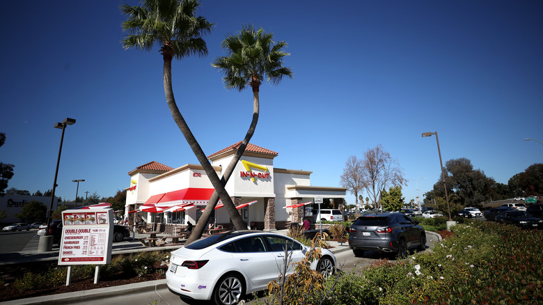 In-N-Out's crossed trees by drive-thru