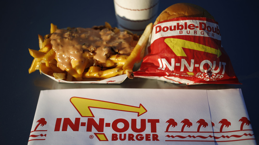 In-N-Out burger and fries with drink