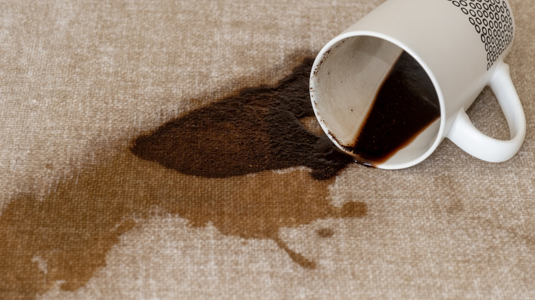 spilled coffee on a carpet