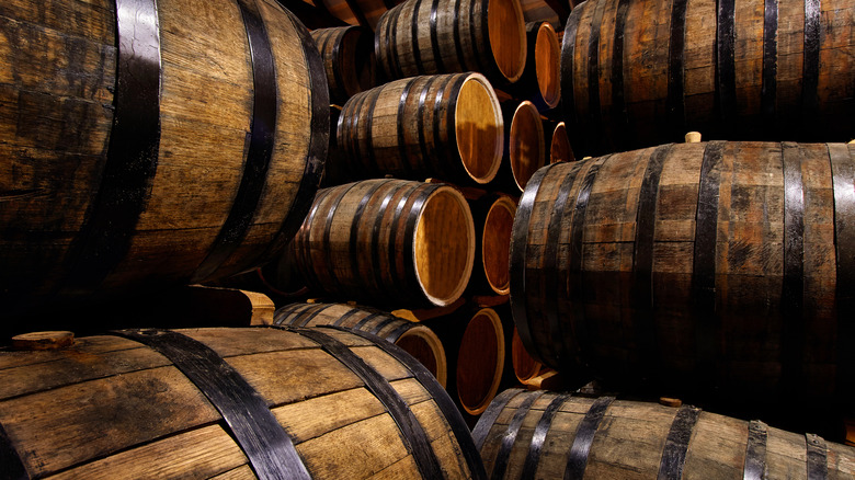 Brown whiskey barrels