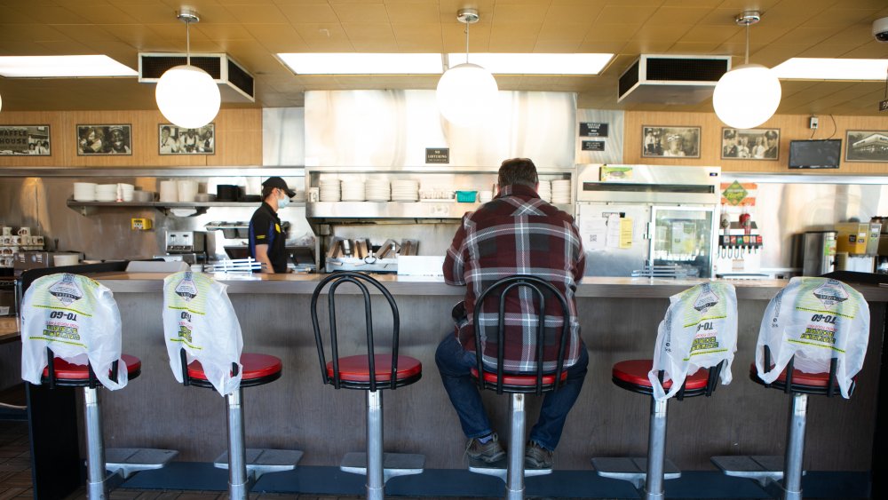 Waffle House guests practice social distancing