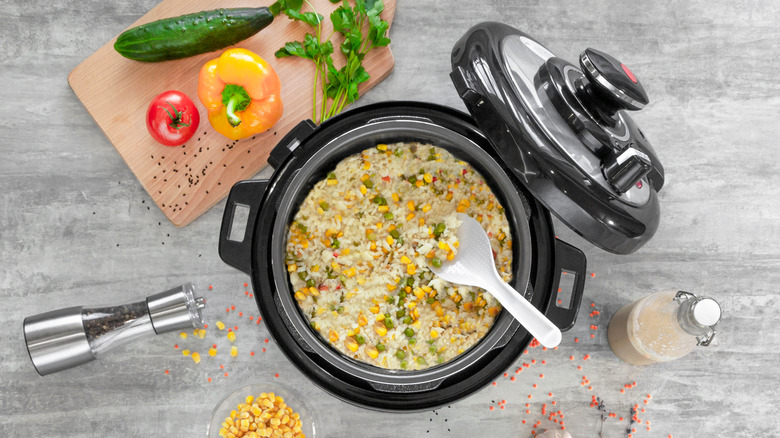 rice cooker with vegetables