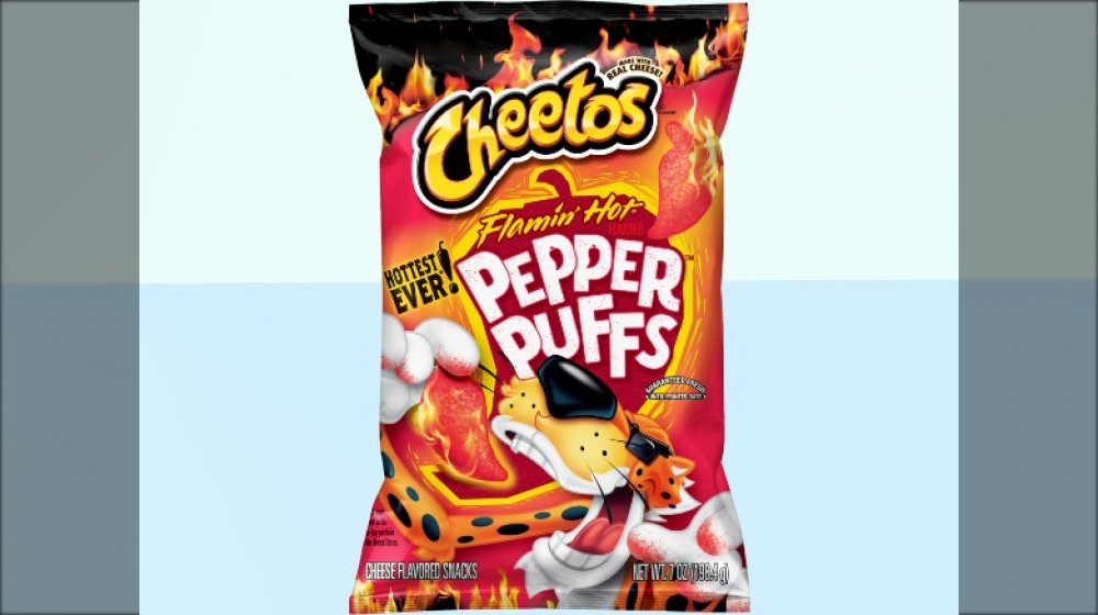 Bag of new Cheetos' Flamin' Hot Pepper Puffs