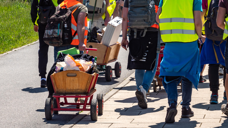 Men's Day in Germany with handcarts 