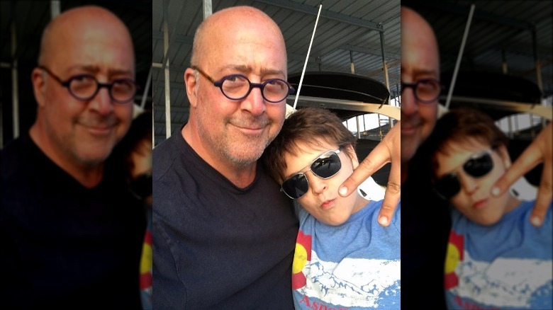 Andrew Zimmern and his son 