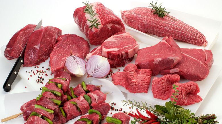 various cuts of beef