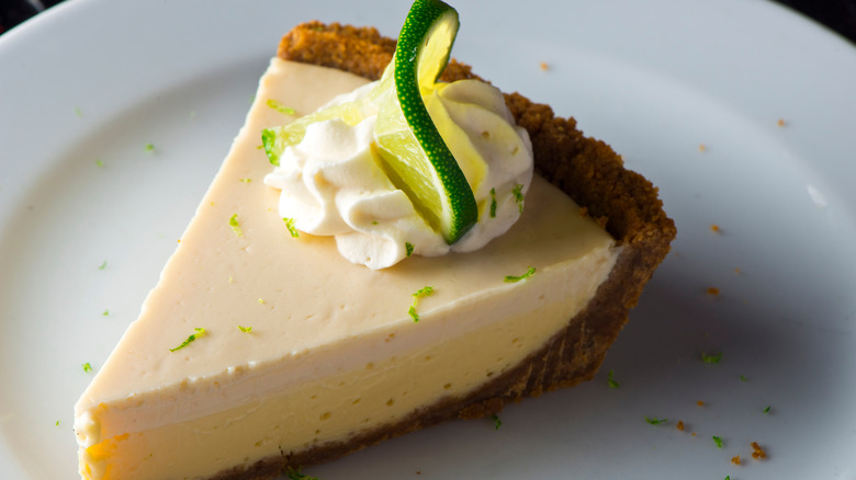 slice of Key lime pie on a plate