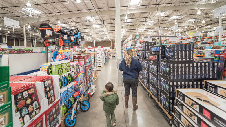 Woman and child shopping at Costco