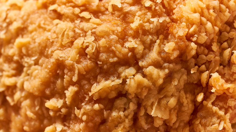 closeup crispy fried chicken skin