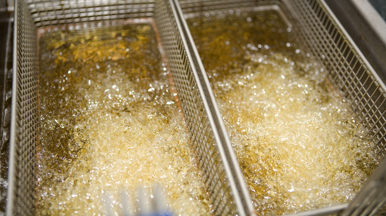 frying oil in baskets