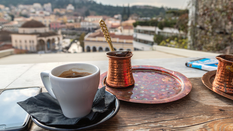 Greek coffee on table 