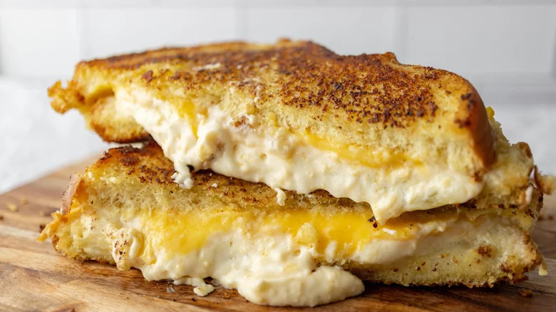 Disney-style grilled cheese sandwich with cream cheese and heavy cream