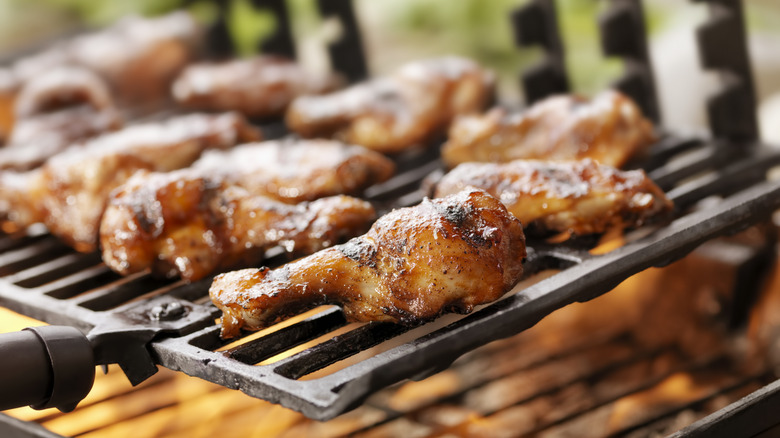 Barbecue chicken on grill