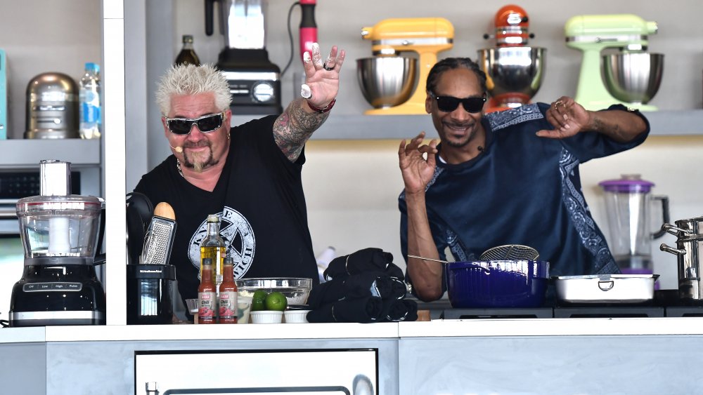 Guy Fieri live cooking with Snoop Dogg. 