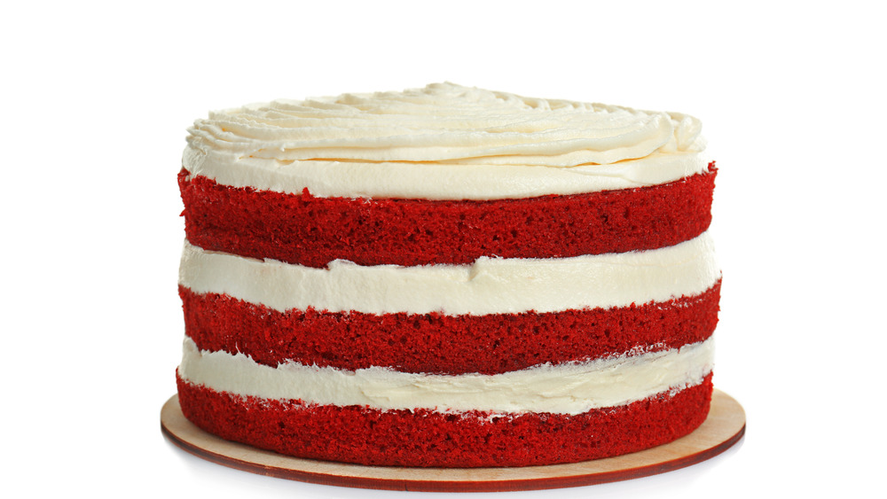 Red velvet cake with white frosting