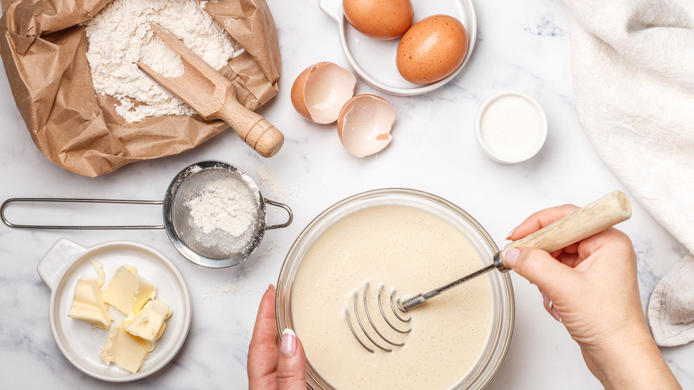 preparing homemade batter