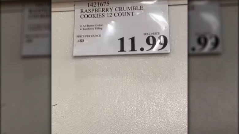 costco raspberry crumble cookie price tag